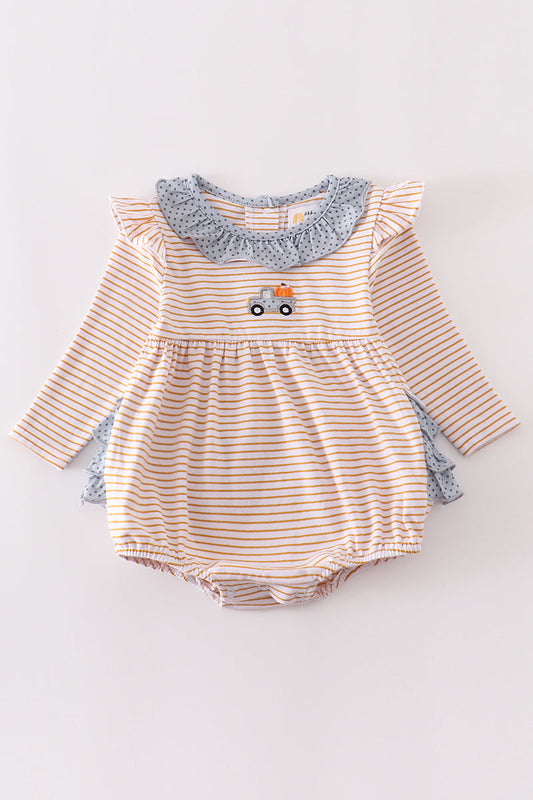 Pumpkin Truck Ruffle Applique Bubble
