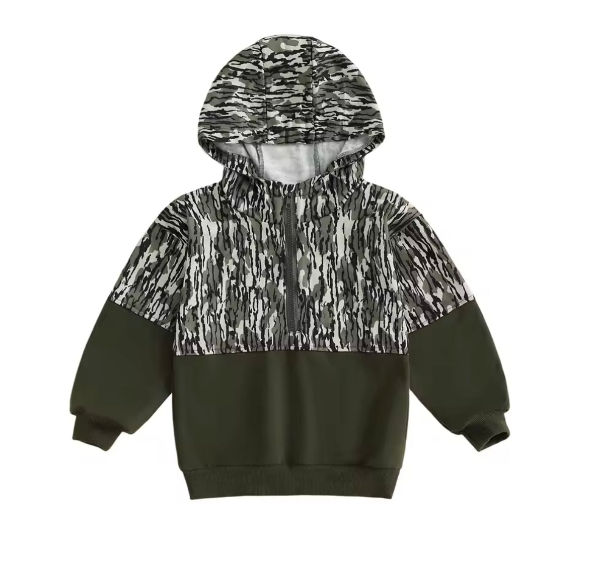 Kids Camo Colorblock Half-Zip Hoodie