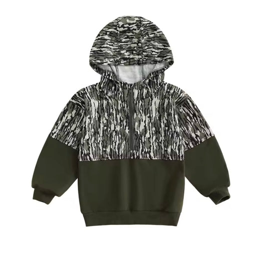 Kids Camo Colorblock Half-Zip Hoodie
