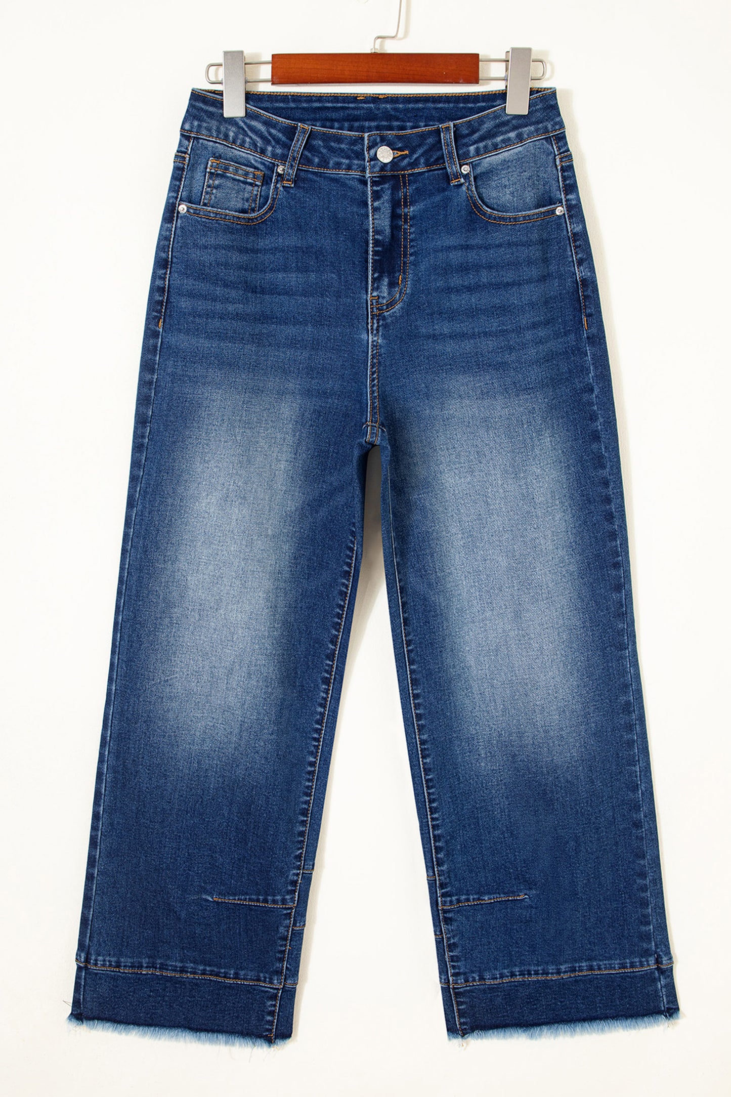 Denim Raw Hem Ankle Length Jeans