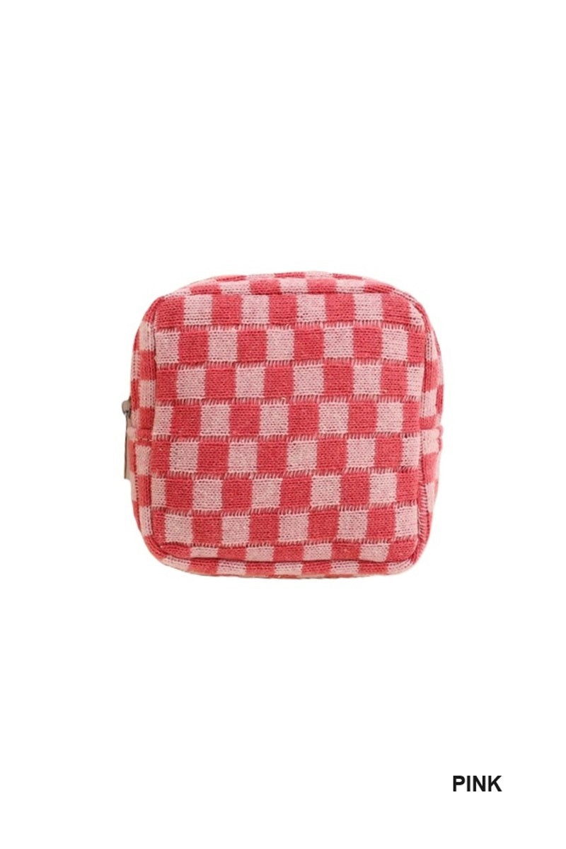 MINI CHECKERED MAKEUP COSMETIC TRAVEL CASE