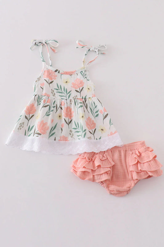 Premium Pink Muslin Floral Set