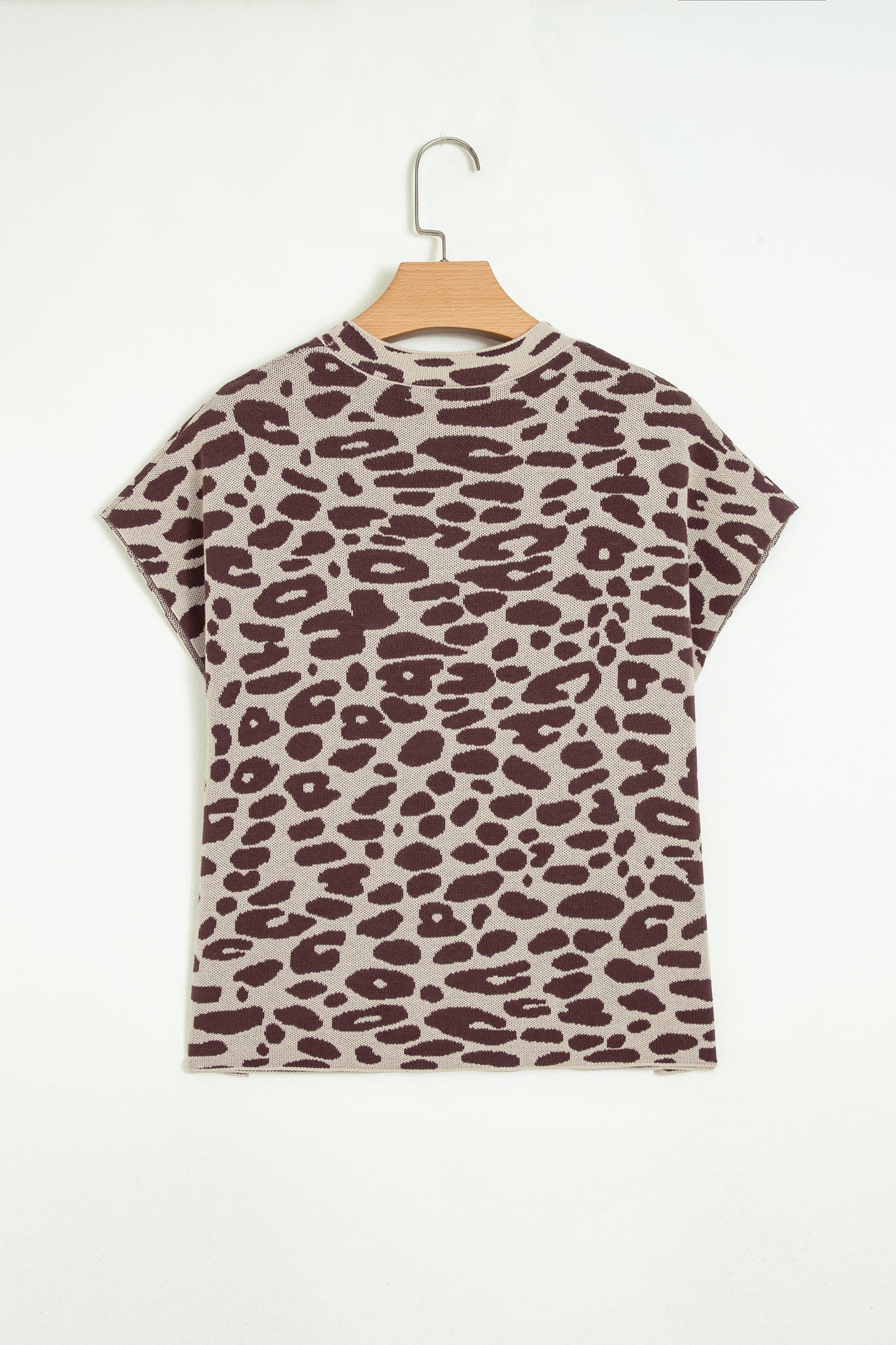 Leopard Print 100% Cotton Drop Shoulder Knit Top