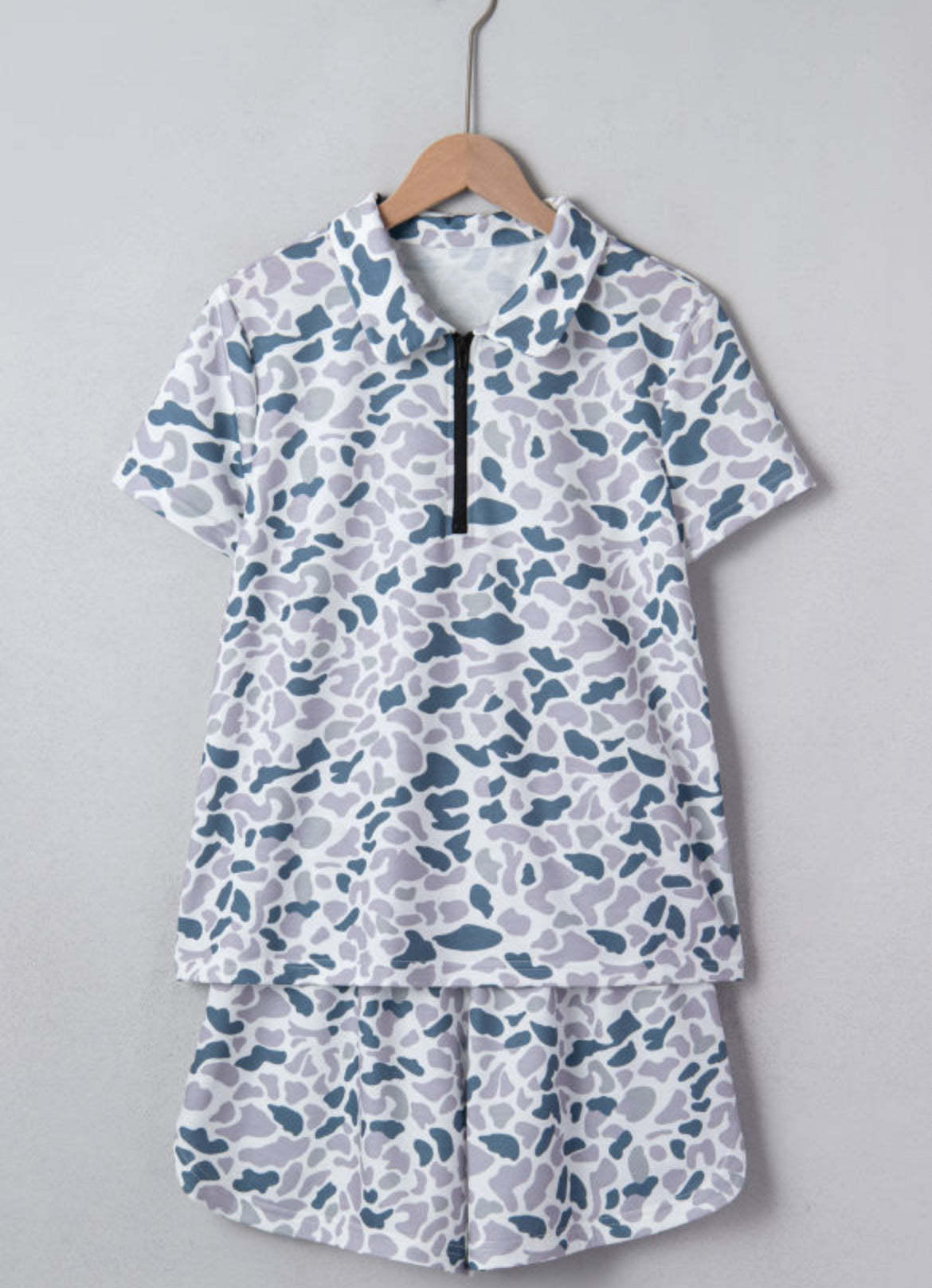 PREORDER - Everyday Camo Quarter-Zip Shorts Set
