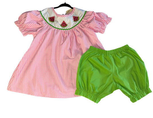 Watermelon Gingham Puff Sleeve Set 🍉