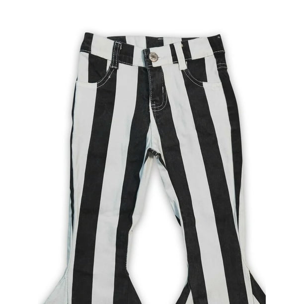 Black & White Striped Bell Bottom Pants – Size 2T