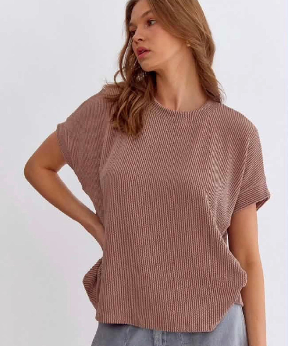 Entro Oversized Ribbed Knit Top