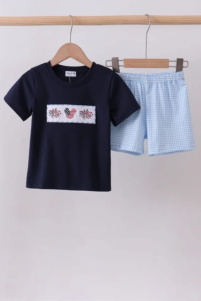 Little Firecracker Gingham Short Set