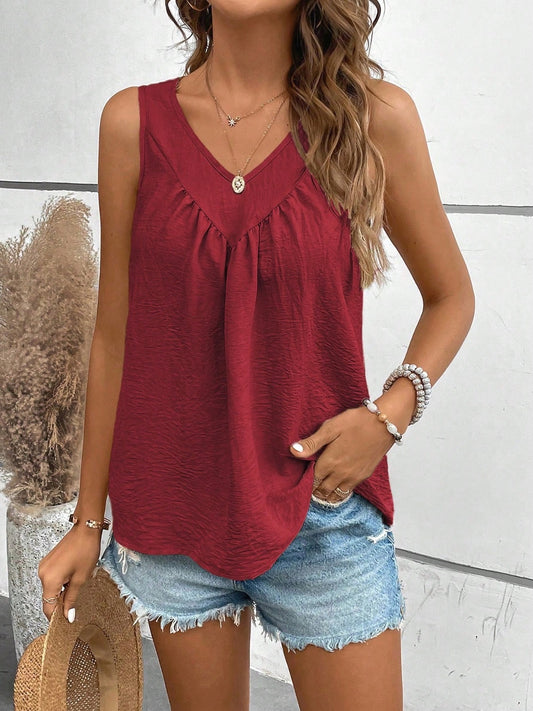 V-Neck Ruched Tank