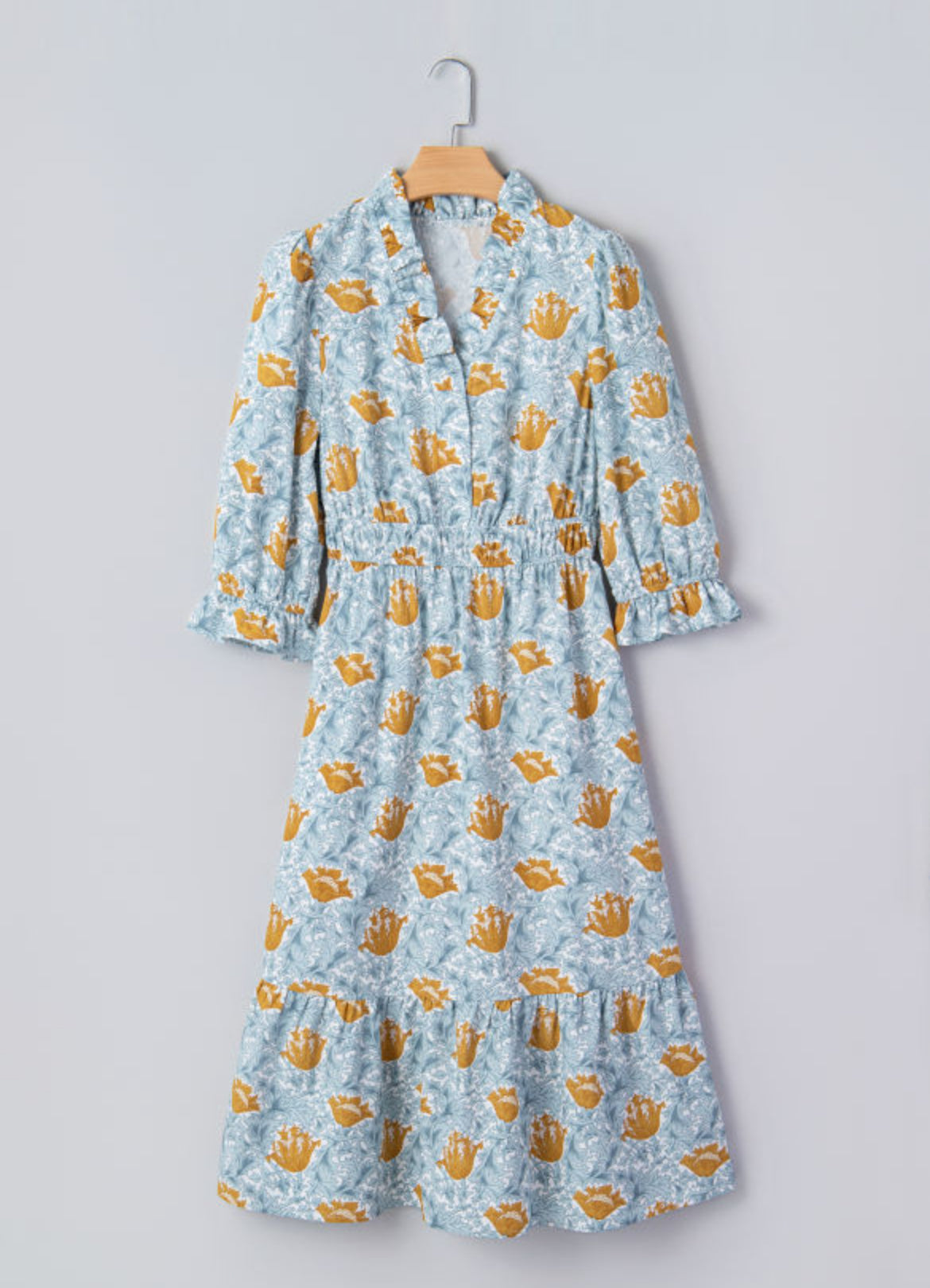 Golden Bloom Midi Dress