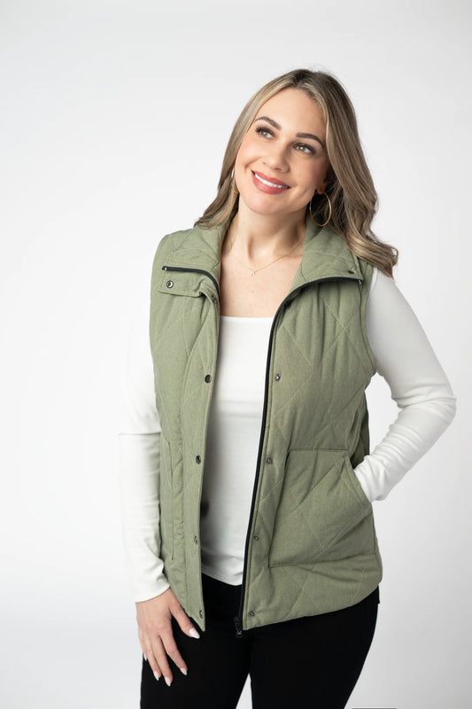 Remy Zip Up Vest - Dark Sage by Michelle Mae