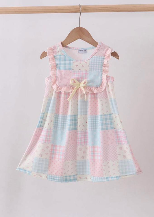 Pastel Patchwork Bow Dress