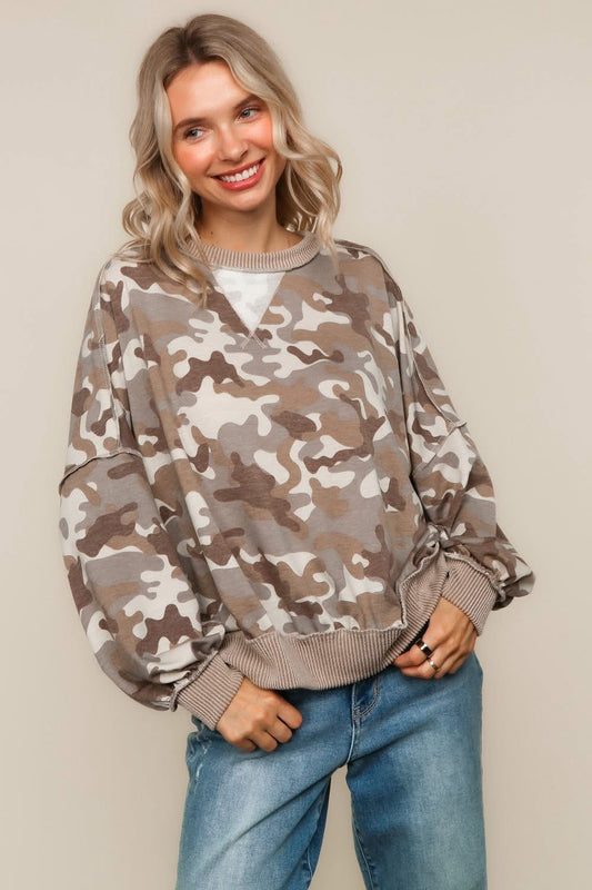 Backroad Camo Knit Top