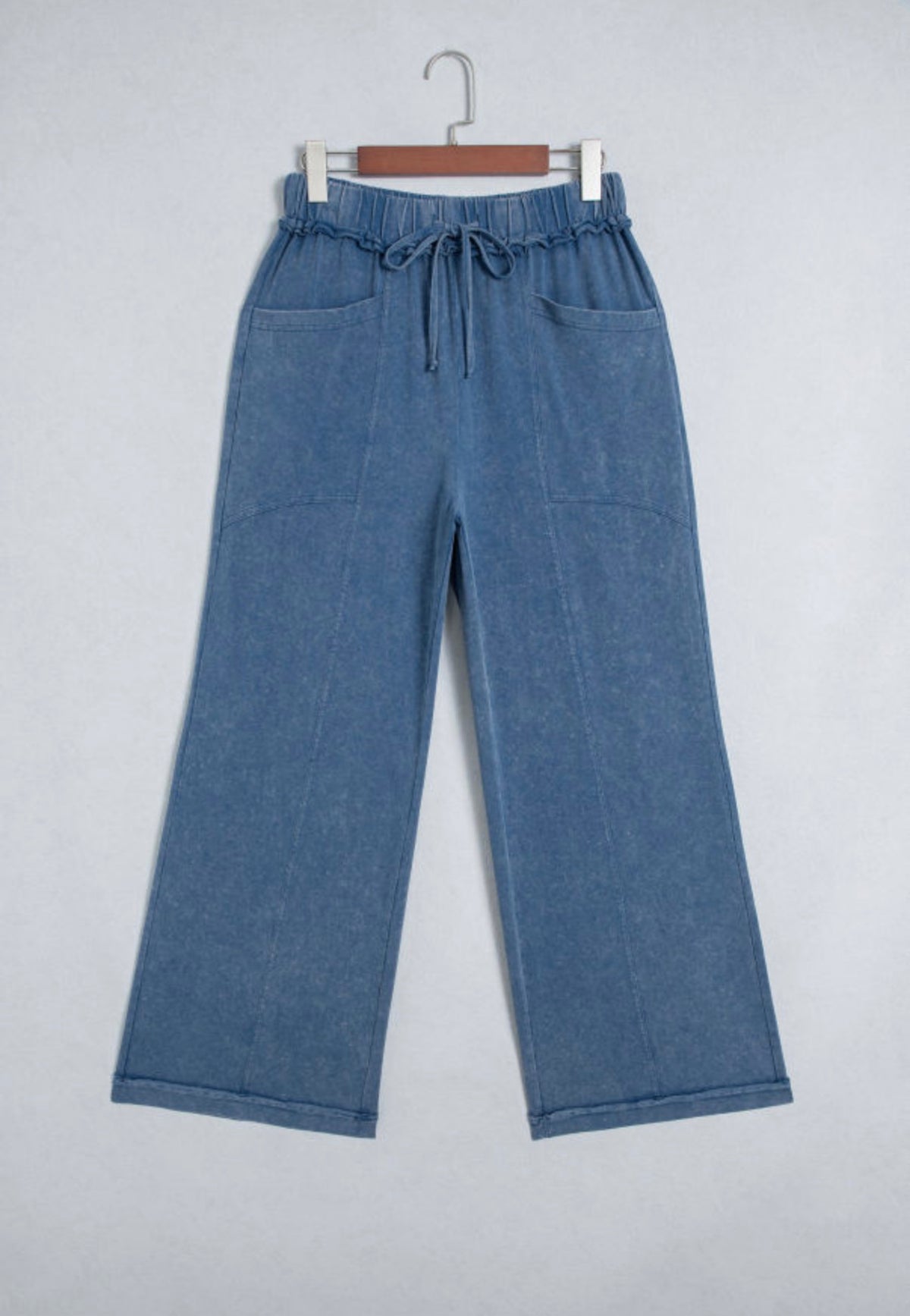Blue Washed Wide Leg Pants