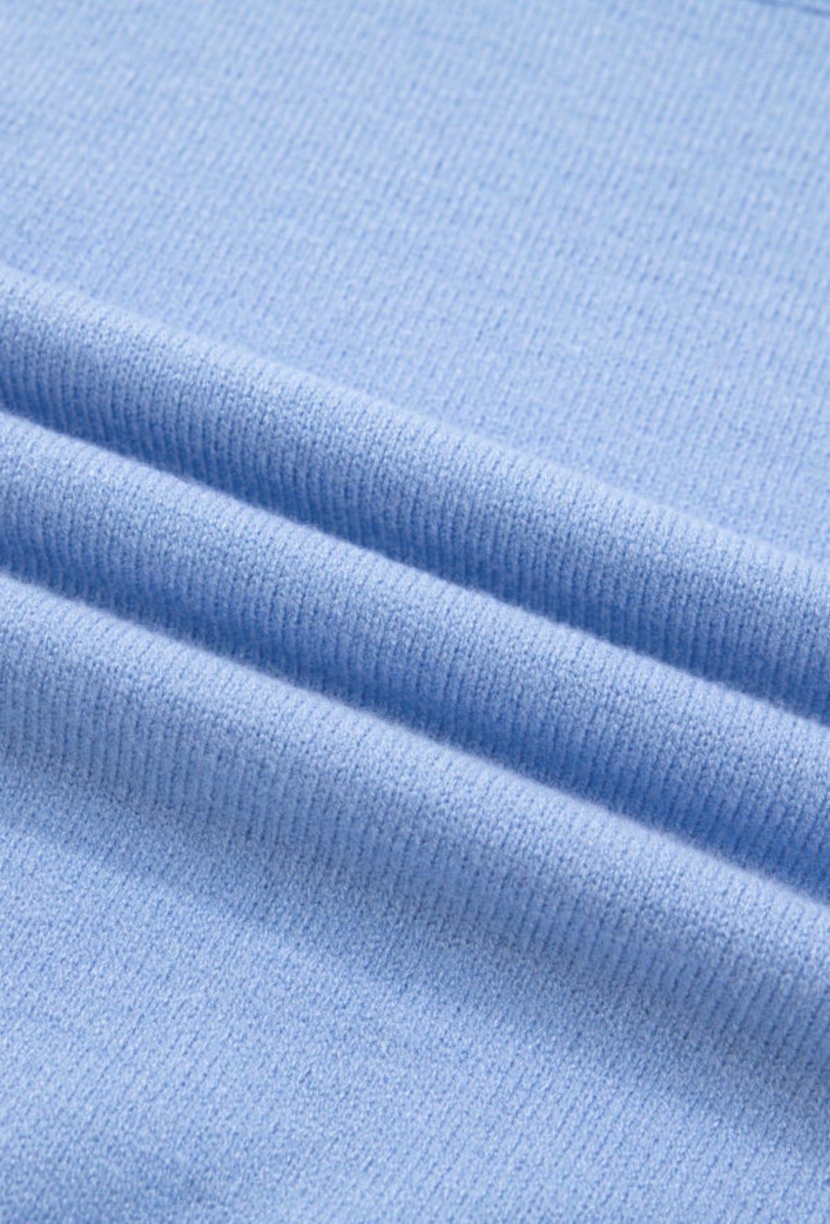 Blue Ruffle Sleeve Knit Top