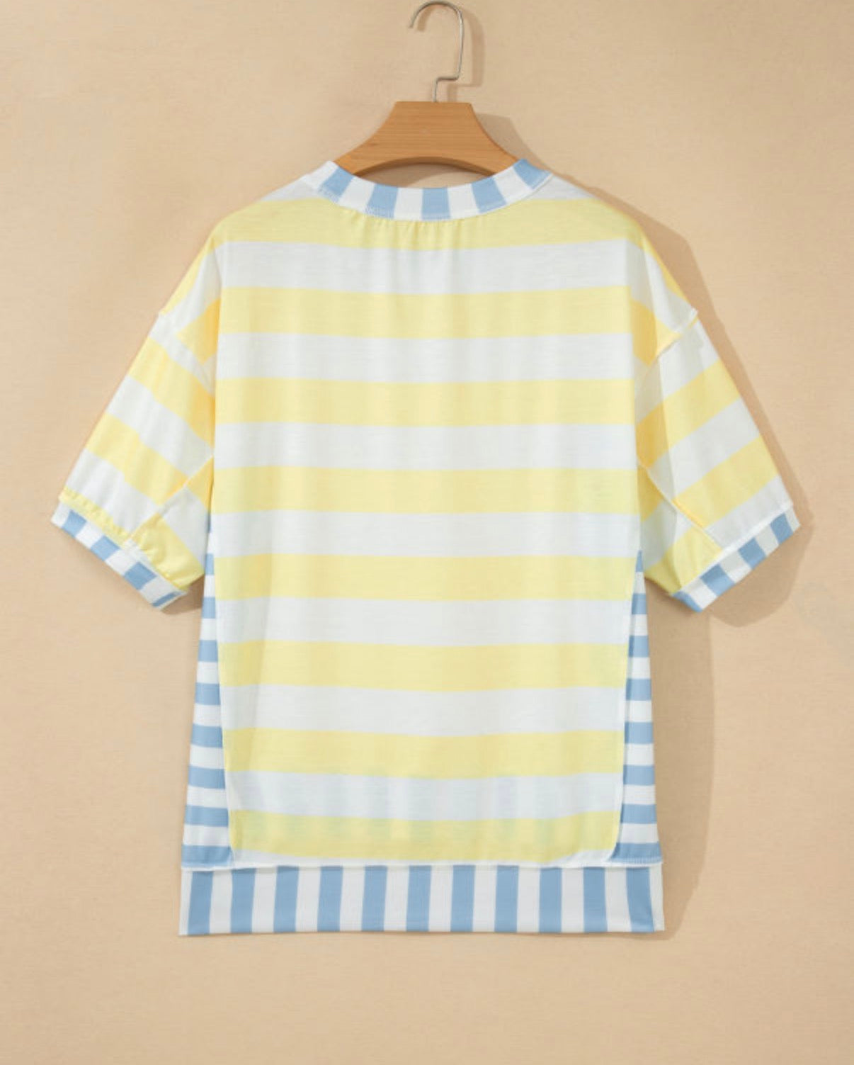 Yellow Stripe Exposed Seam Oversized Top