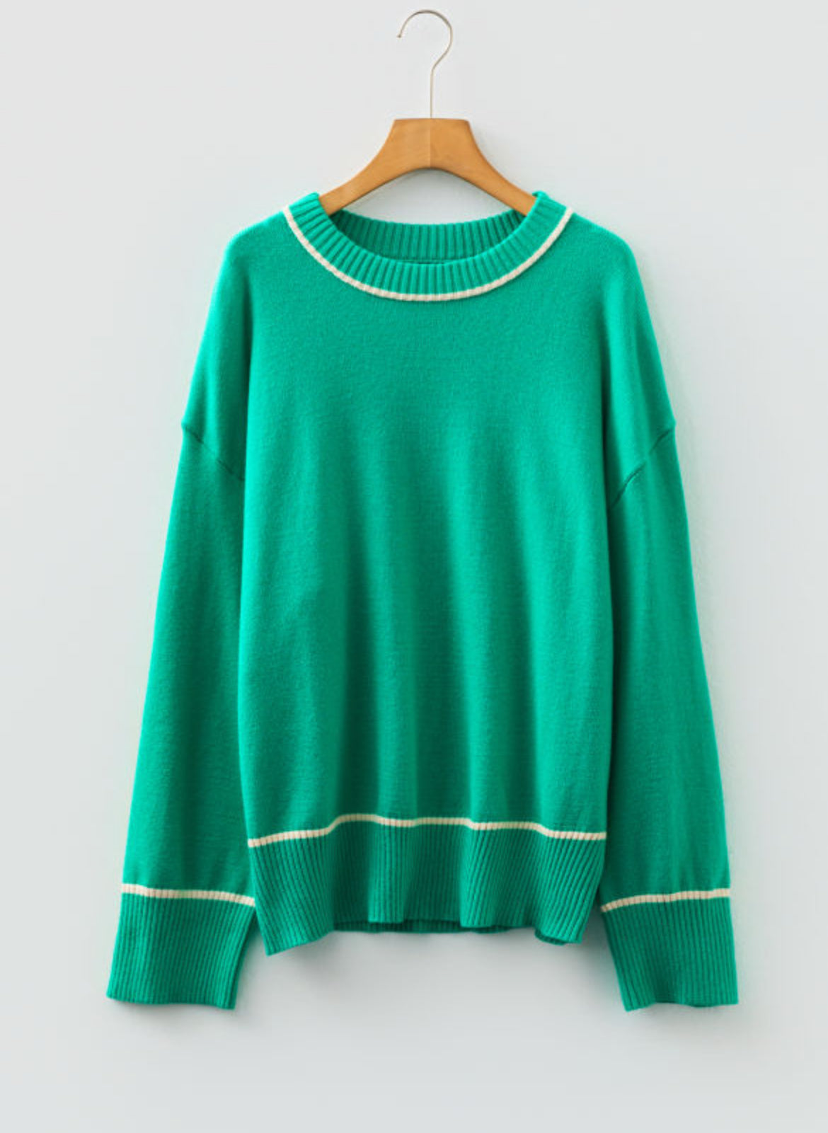 Sea Breeze Contrast Trim Knit Sweater