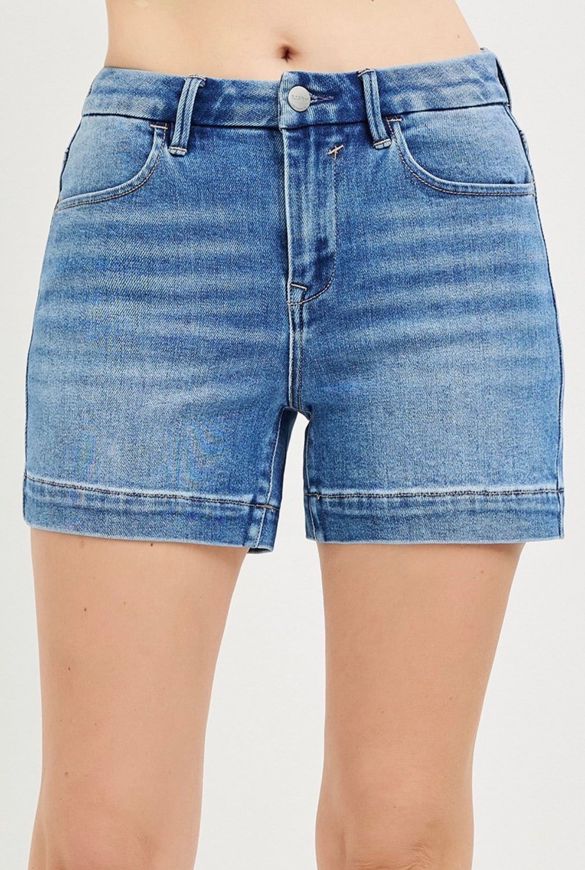 RISEN High Rise Cuffed Hem Shorts