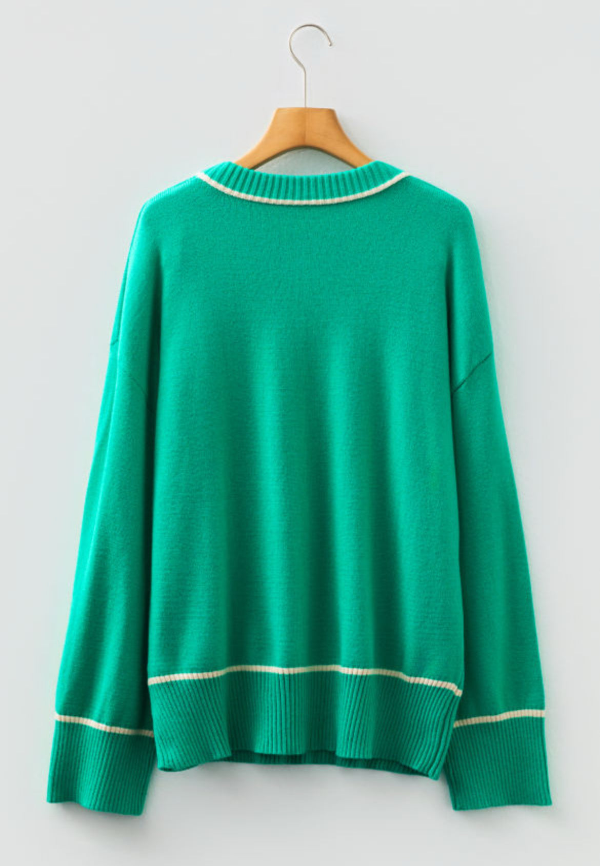 Sea Breeze Contrast Trim Knit Sweater