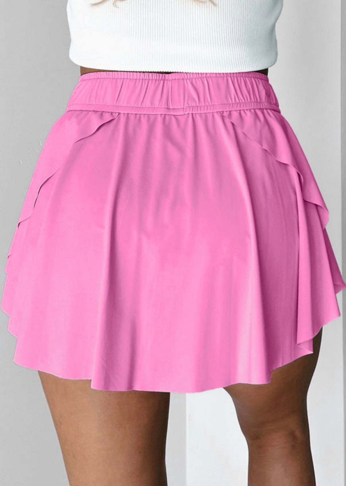 Drawstring High Waist Lined Tennis Skort