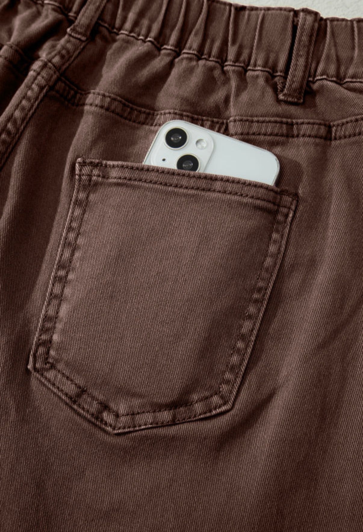 Brown Square Patch Pocket Ankle-length Barrel Jeans
