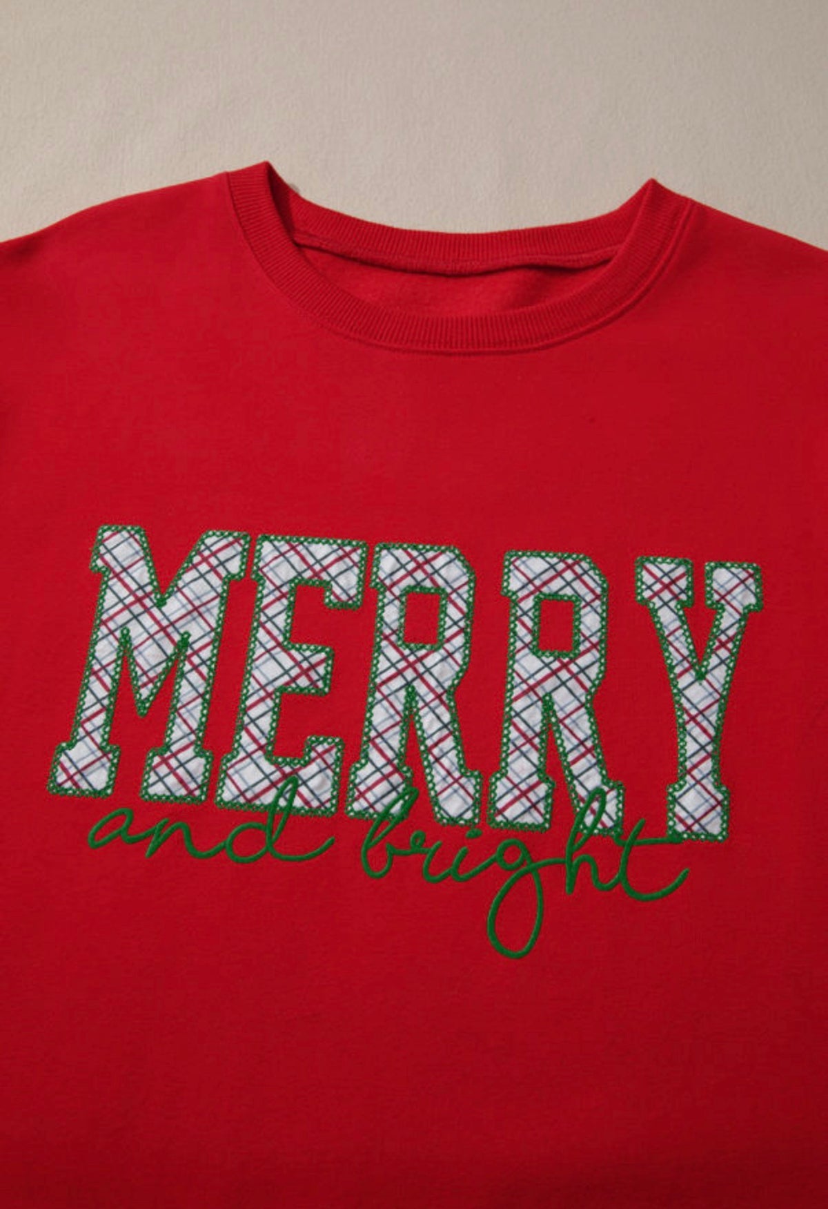Red Merry & Bright Plaid Bow Sweatshirt