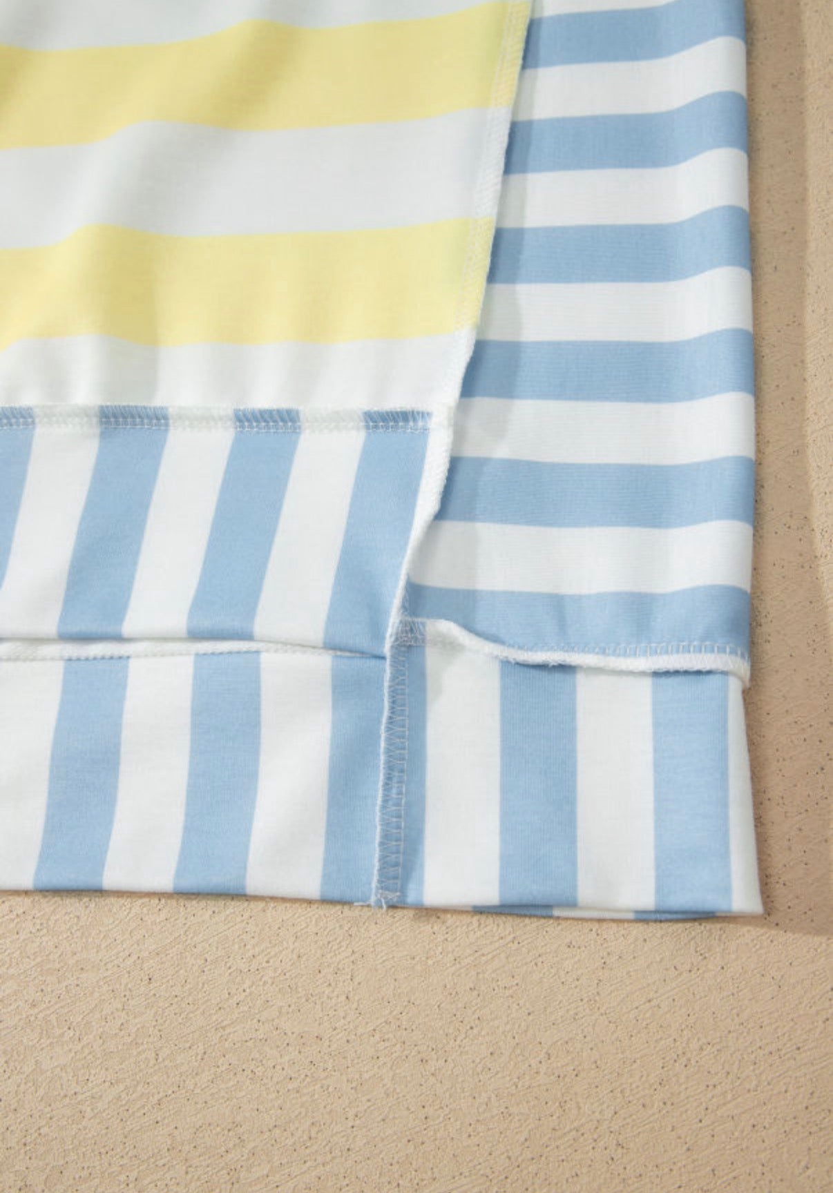 Yellow Stripe Exposed Seam Oversized Top