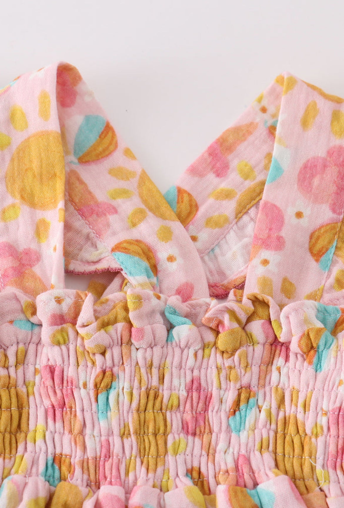 Premium Organic Pink Muslin Ice Cream Smocked Baby Set