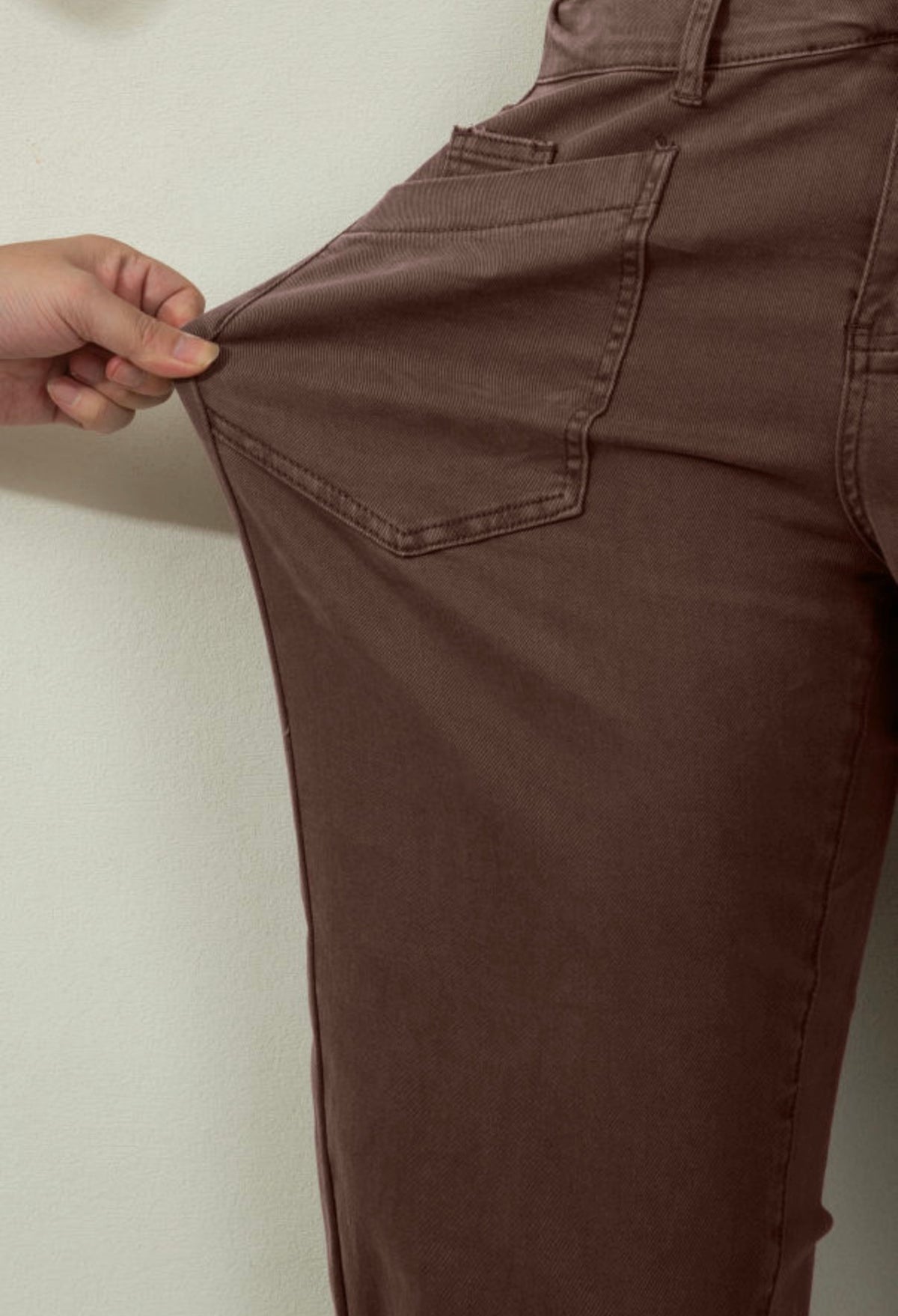 Brown Square Patch Pocket Ankle-length Barrel Jeans