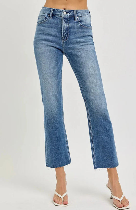 RISEN High Rise Straight Crop Jeans Tummy Control