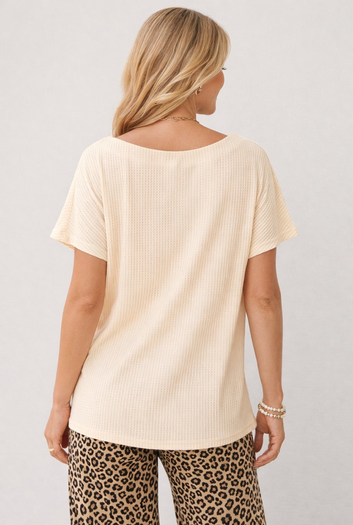 Sweet Simplicity Waffle Knit Top – Light French Beige