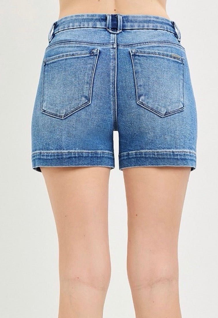 RISEN High Rise Cuffed Hem Shorts