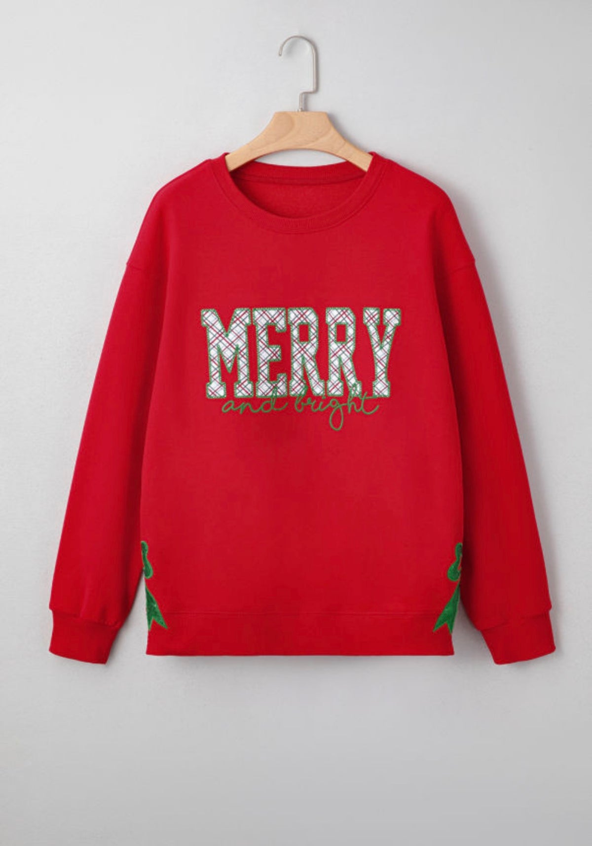 Red Merry & Bright Plaid Bow Sweatshirt
