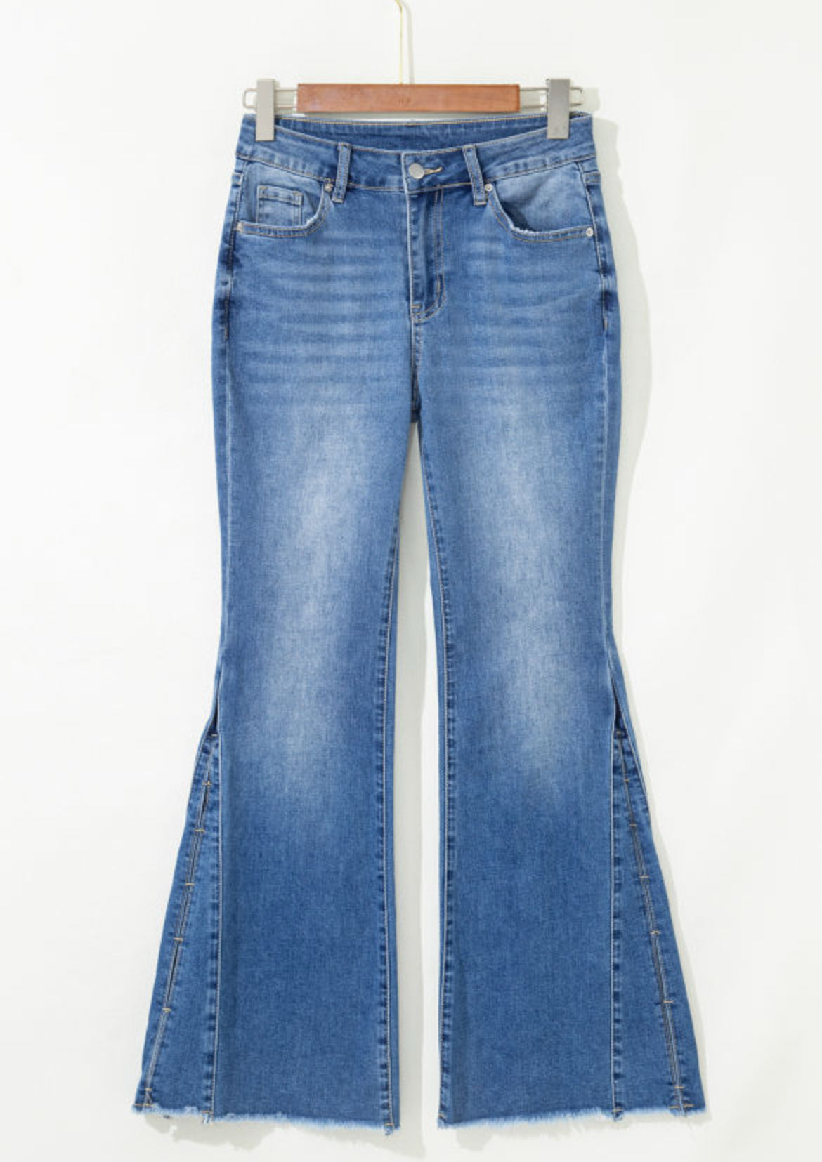 Ashleigh Blue Cut out Side Frayed Hemline Flare Jeans