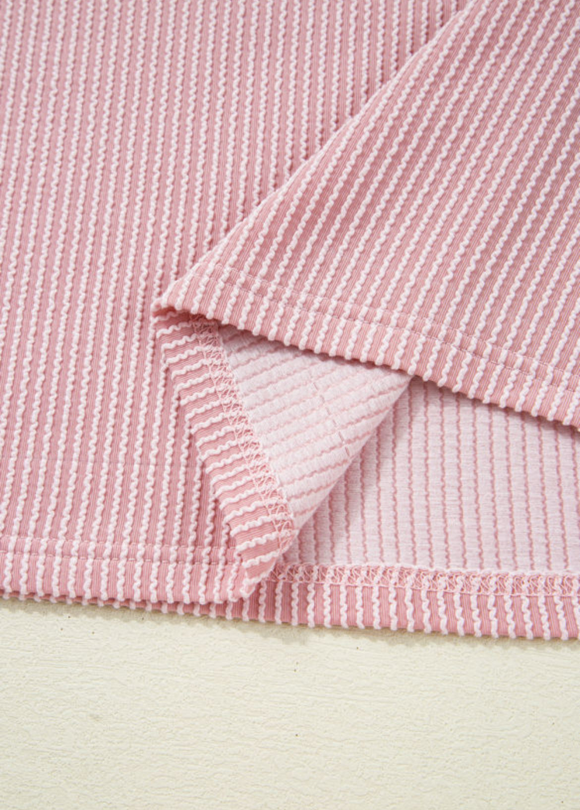 Women’s Ribbed Colorblock Short Sleeve Top – Blush & Sage