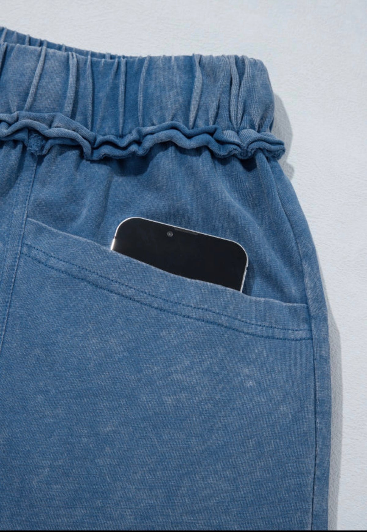 Blue Washed Wide Leg Pants