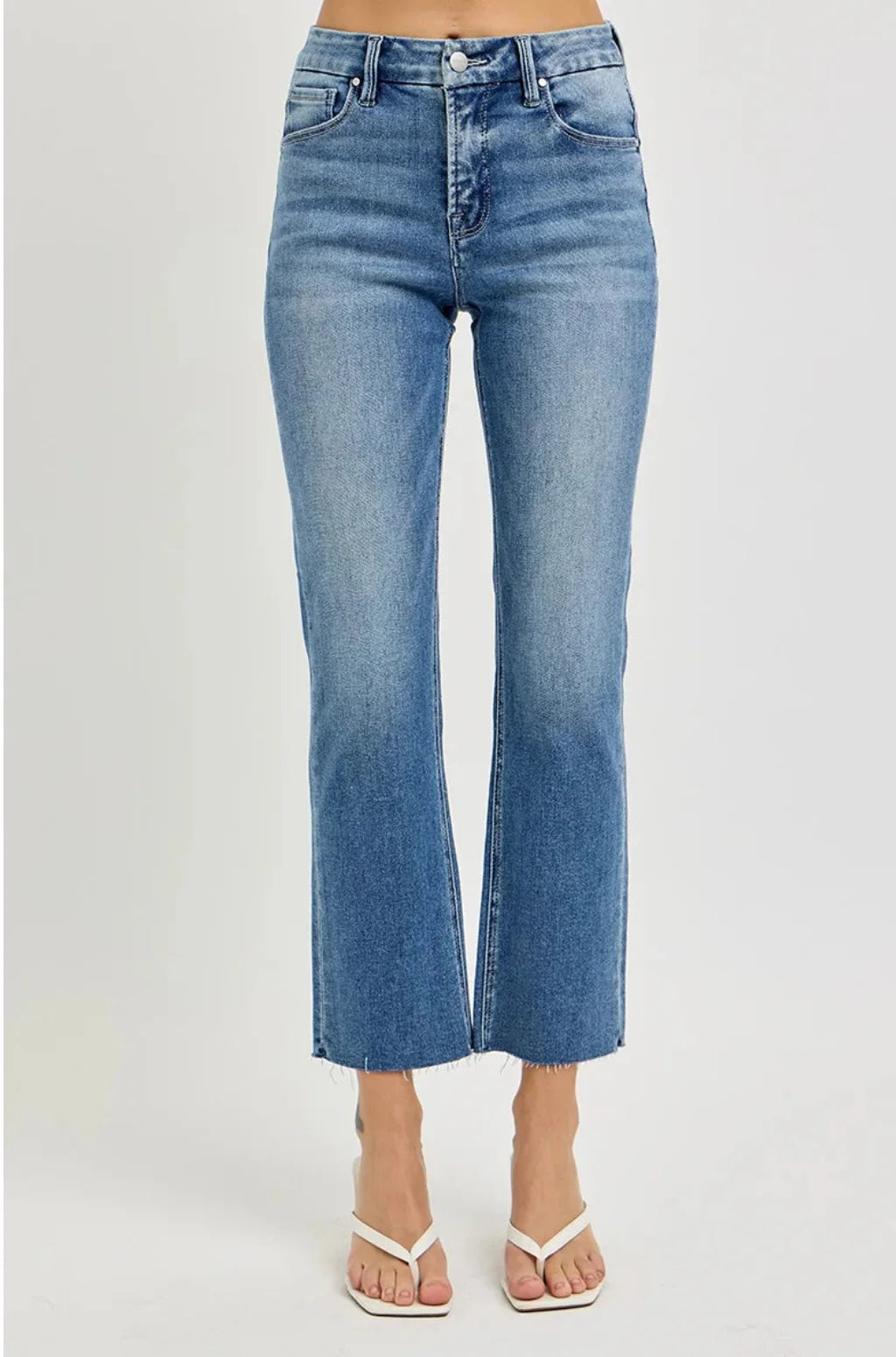 RISEN High Rise Straight Crop Jeans Tummy Control