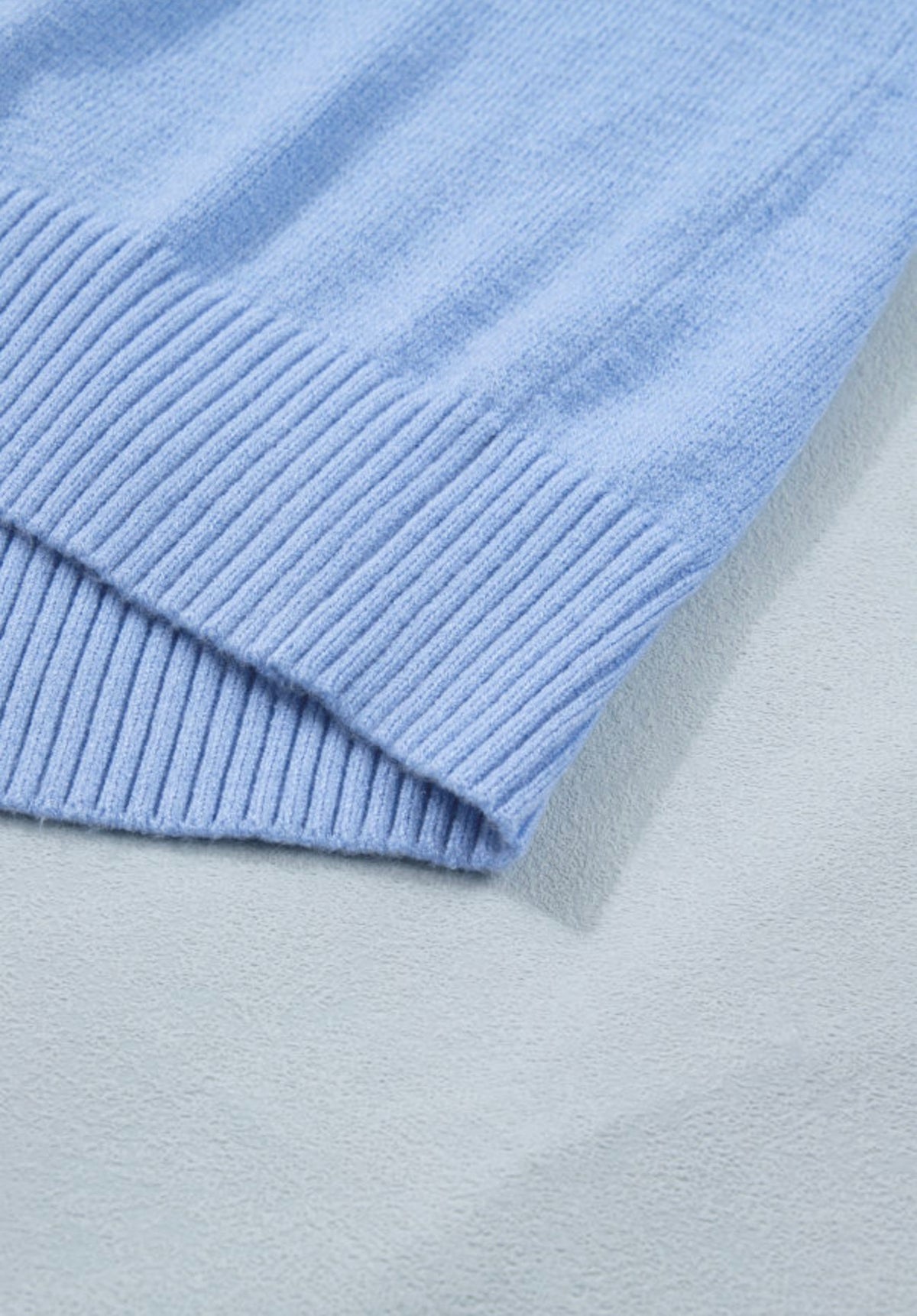 Blue Ruffle Sleeve Knit Top