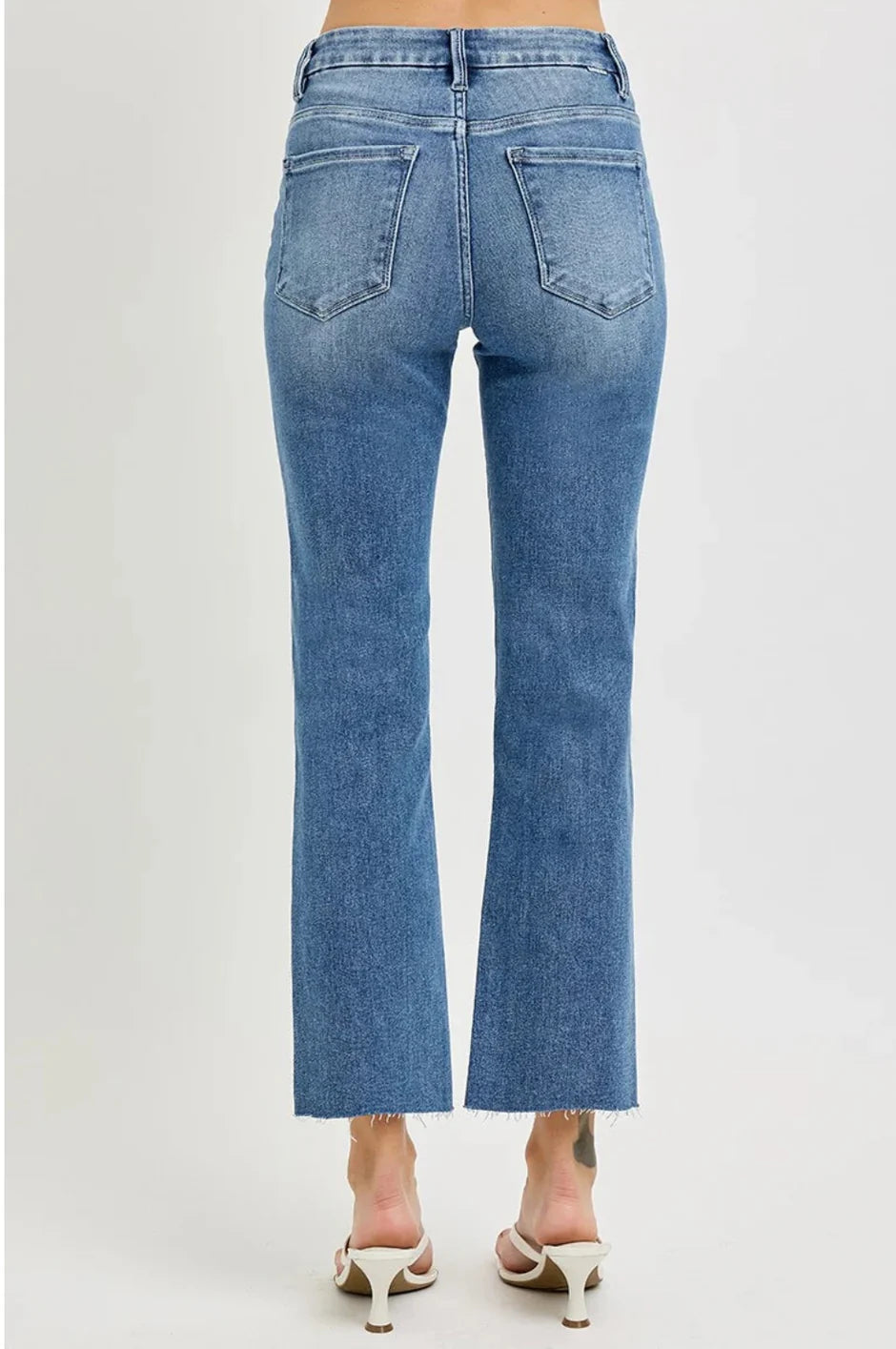 RISEN High Rise Straight Crop Jeans Tummy Control