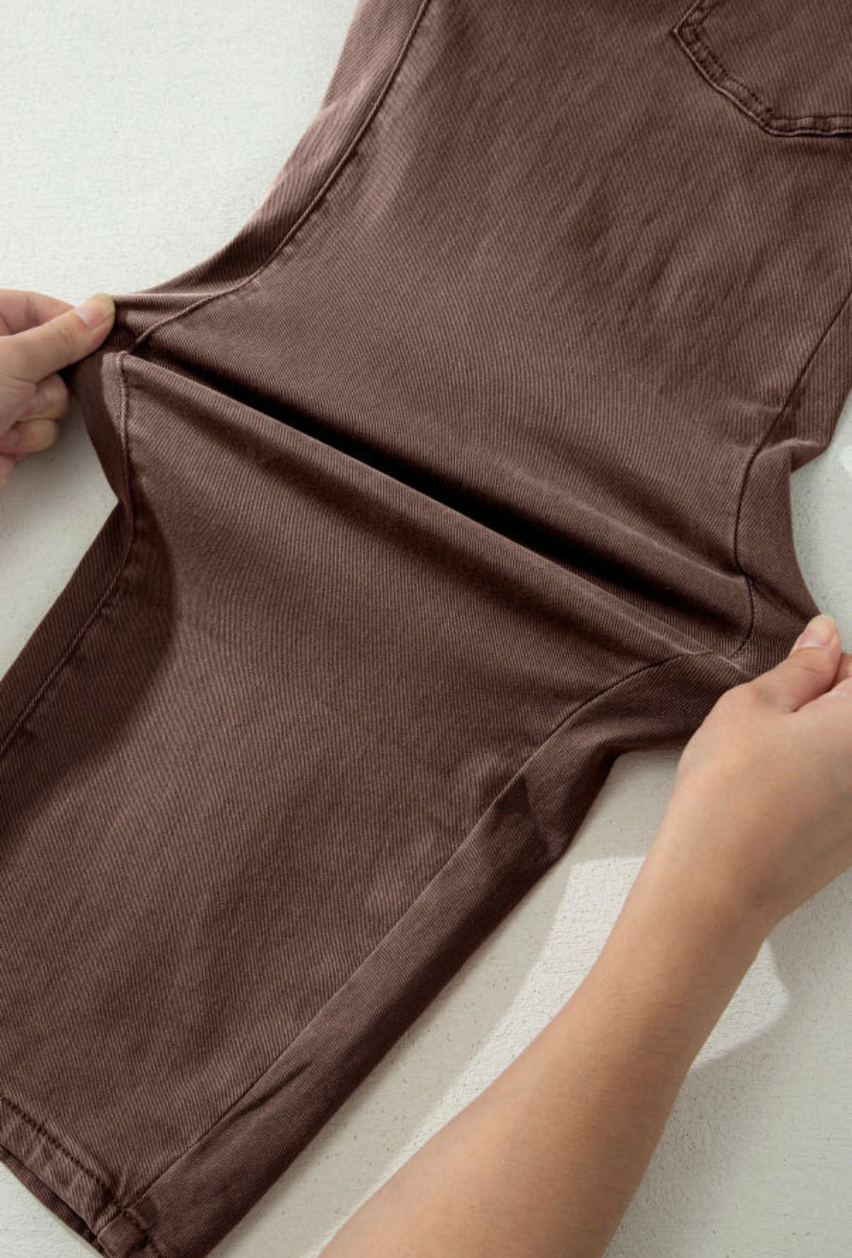 Brown Square Patch Pocket Ankle-length Barrel Jeans