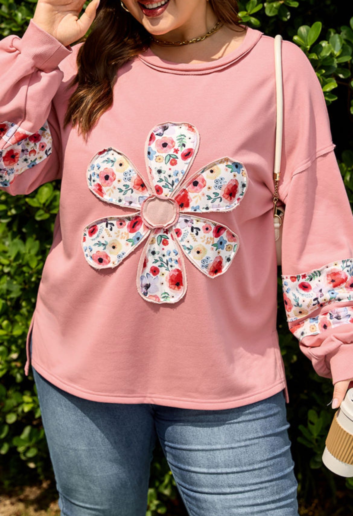 Blossom Floral Appliqué Sweatshirt