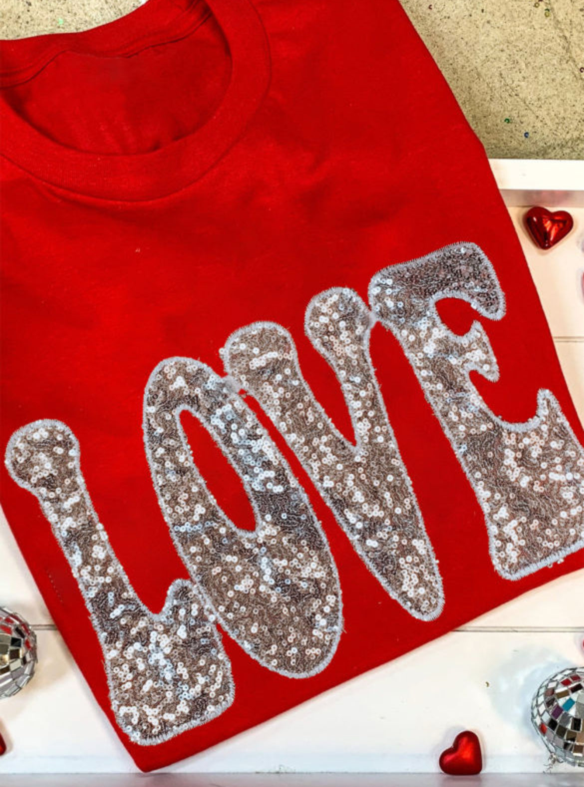 Red Sequined Love Valentine’s Shirt