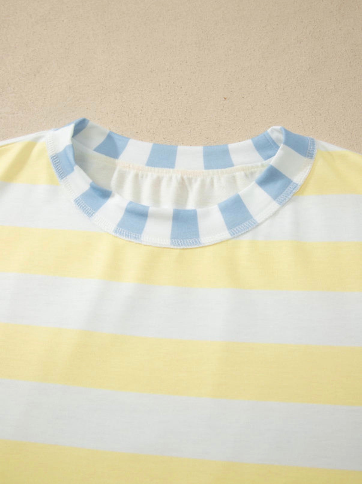 Yellow Stripe Exposed Seam Oversized Top