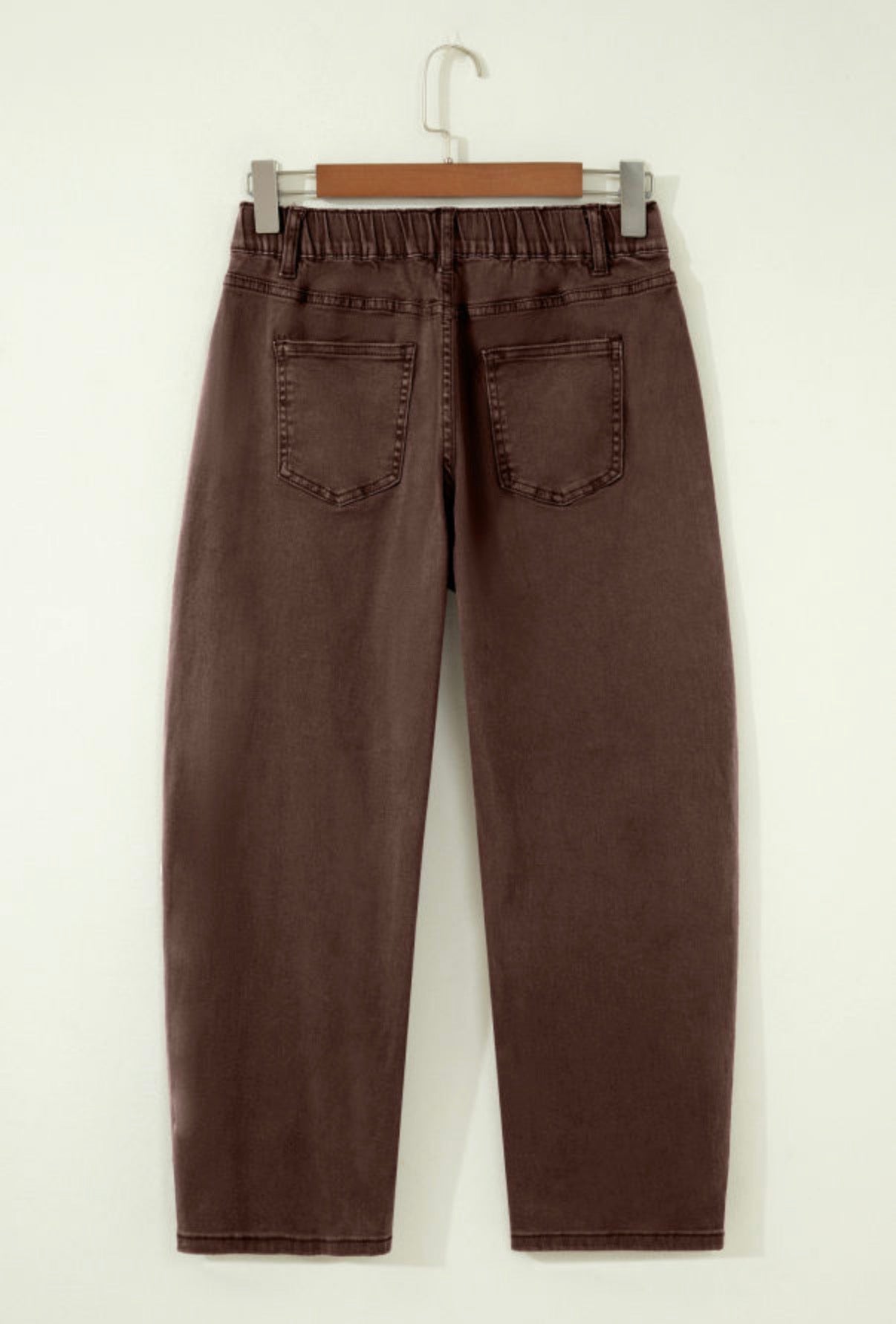 Brown Square Patch Pocket Ankle-length Barrel Jeans