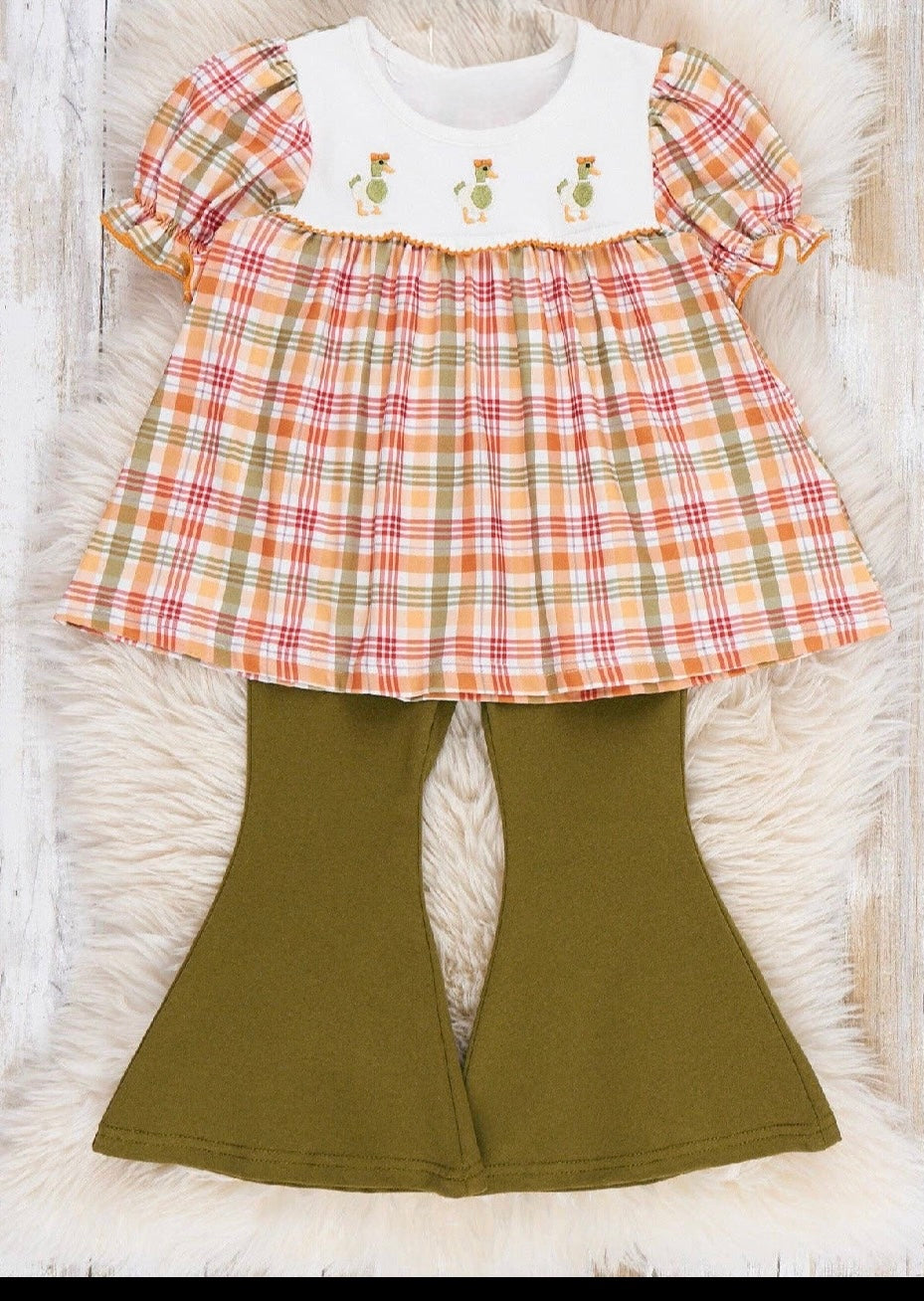 Mallard Duck Embroidered Bell-Bottom Outfit