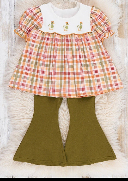 Mallard Duck Embroidered Bell-Bottom Outfit