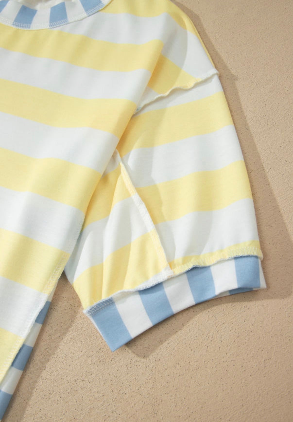 Yellow Stripe Exposed Seam Oversized Top