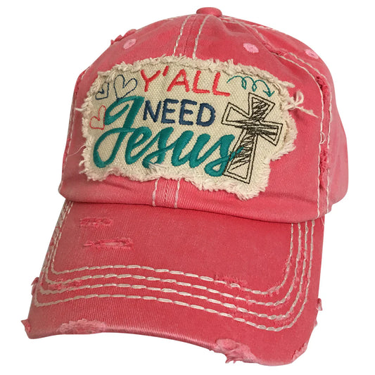 Yall Need Jesus Hot Pink Cap