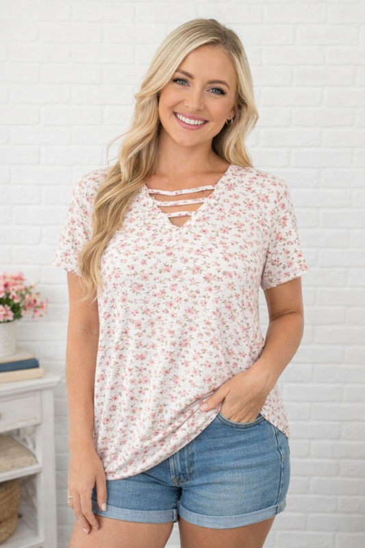 Blush Garden Crisscross Top by Heimish