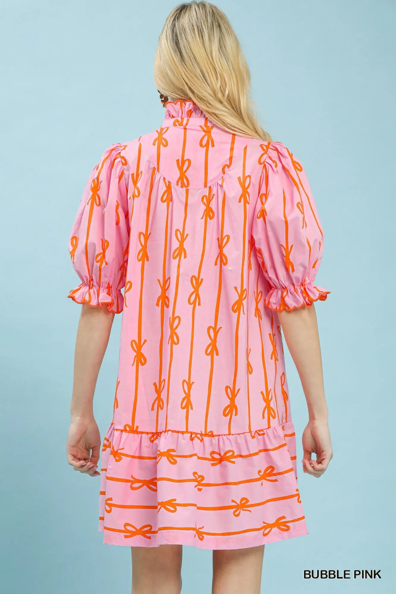 Bow Print Babydoll Dress by Umgee